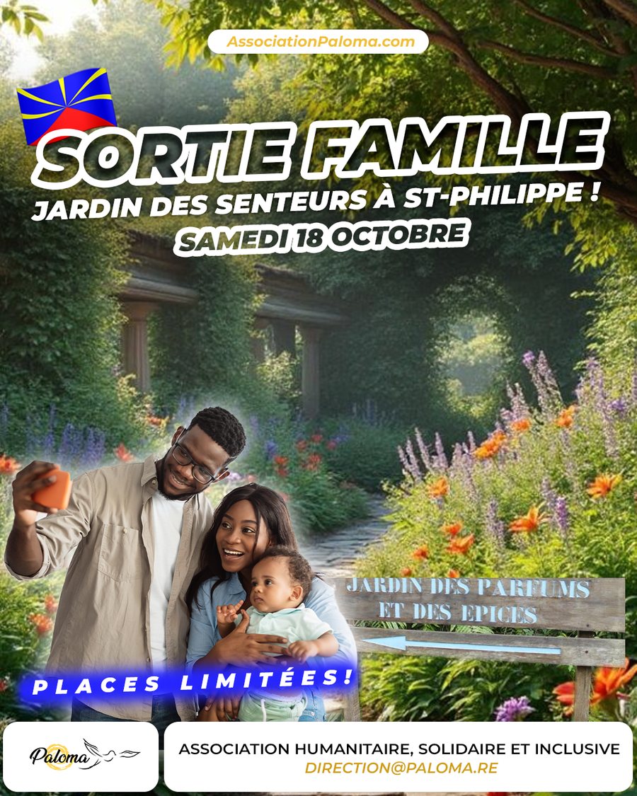 Affiche : sortie famille au Jardin des Senteurs, Saint-Philippe, 18 octobre 2025